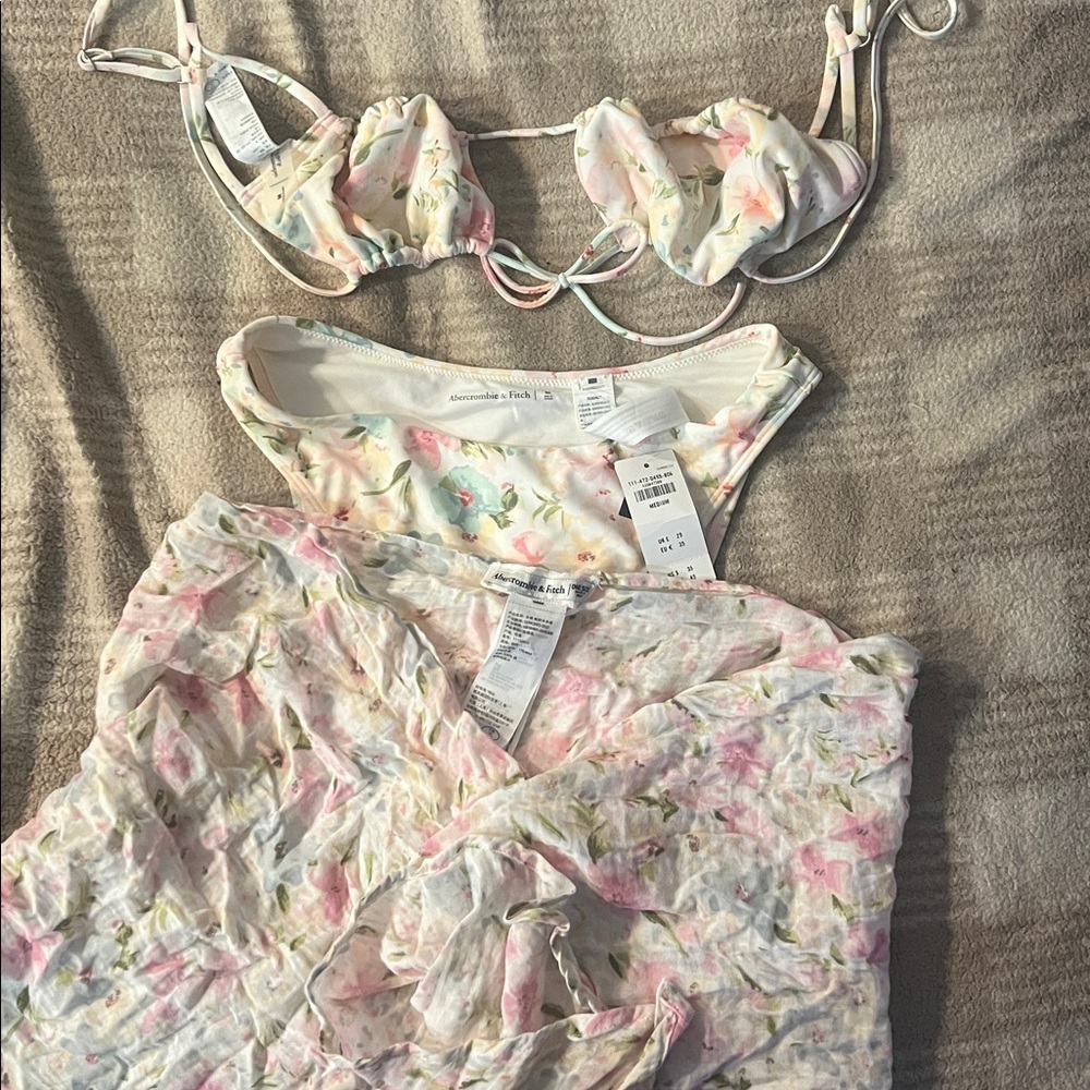 Floral Bikini Set with Cover-Up Abercrombie